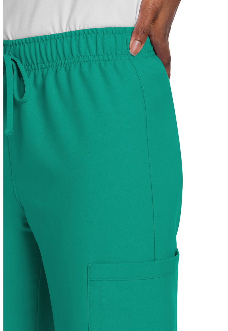 Teal Blue - Unisex Mid Rise Drawstring Straight Scrub Pants – Short (View 2)
