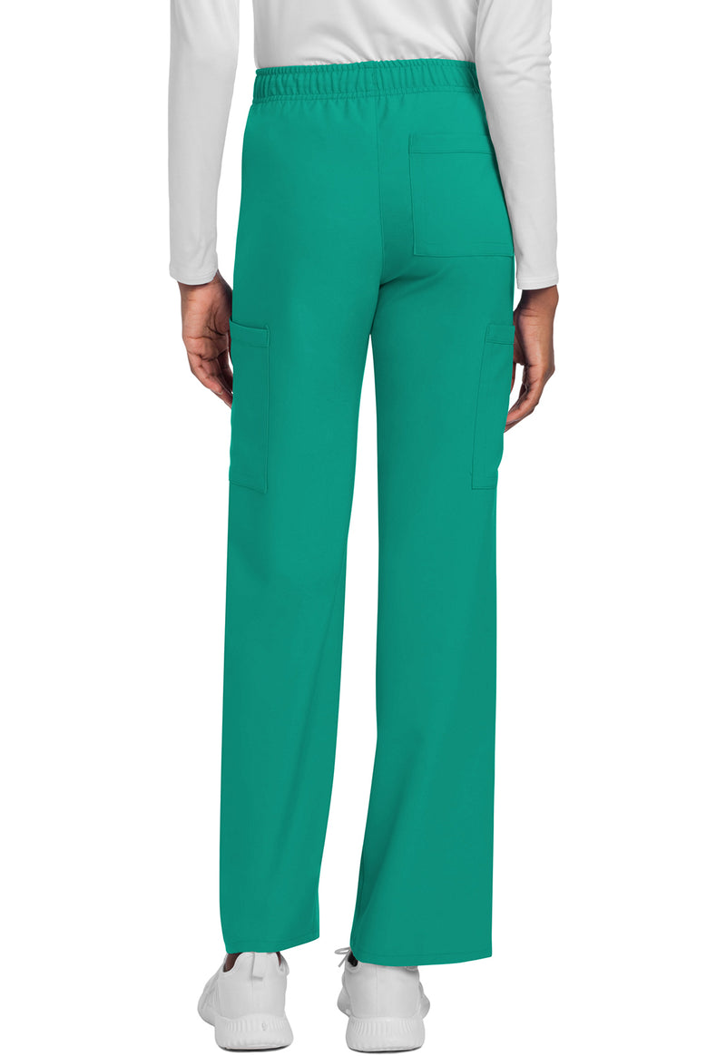 Teal Blue - Unisex Mid Rise Drawstring Straight Scrub Pants – Short (Back)