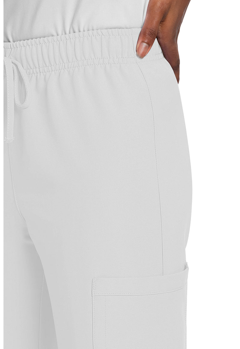 White - Unisex Mid Rise Drawstring Straight Scrub Pants – Short (View 2)