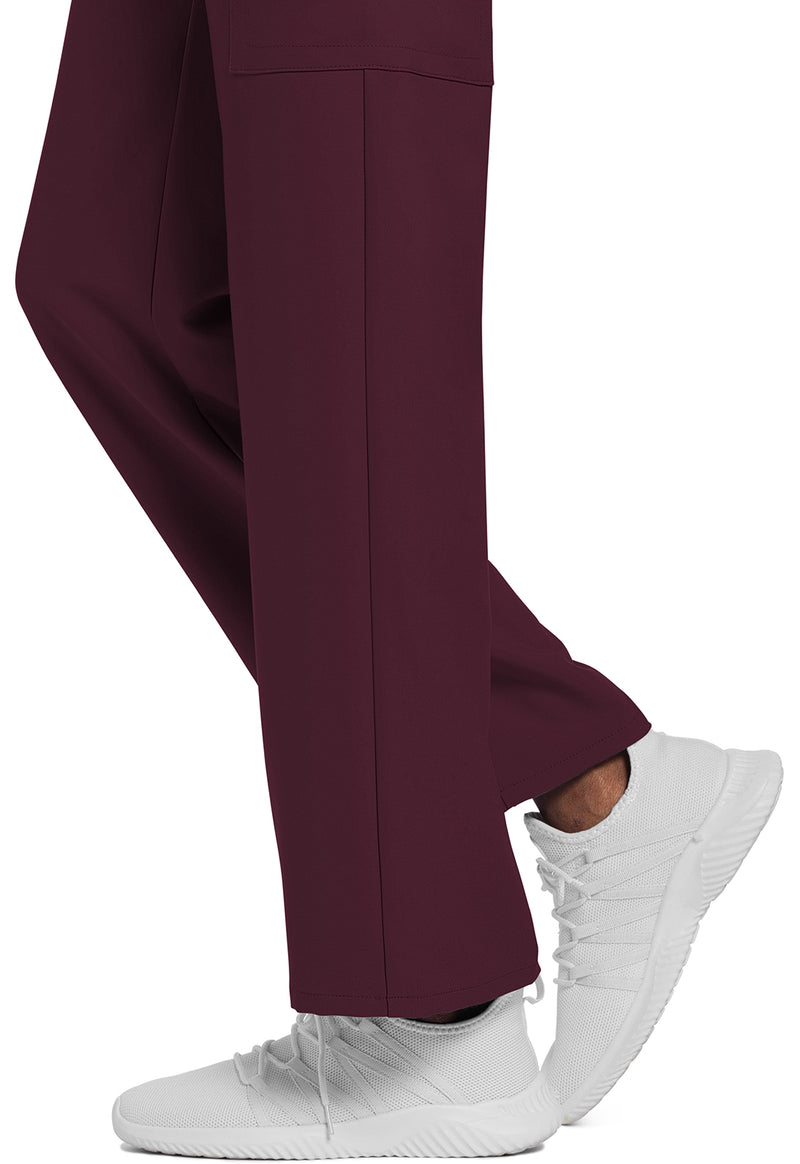 Wine - Unisex Mid Rise Drawstring Straight Scrub Pants – Short (View 4)