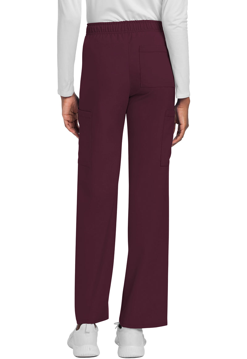 Wine - Unisex Mid Rise Drawstring Straight Scrub Pants – Short (Back)