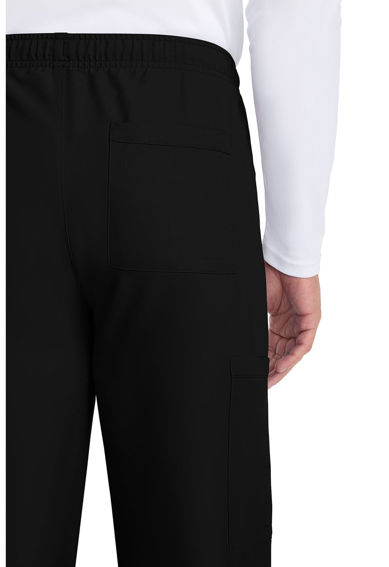 Black - Unisex Mid Rise Drawstring Straight Scrub Pants – Regular (View 3)