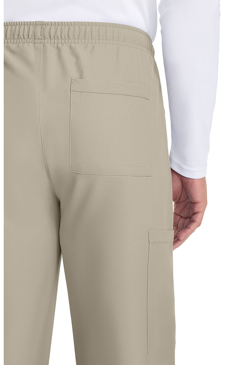 khaki - Unisex Mid Rise Drawstring Straight Pant (View 3)