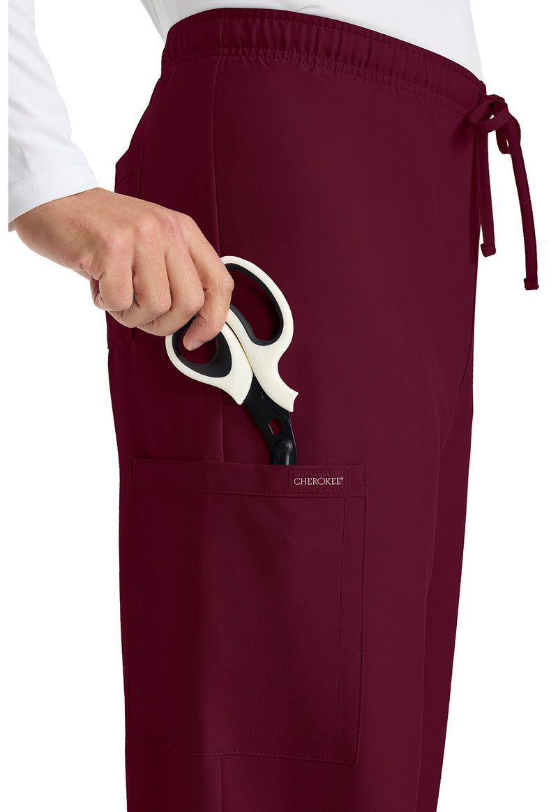 Wine - Unisex Mid Rise Drawstring Straight Scrub Pants – Regular (View 2)