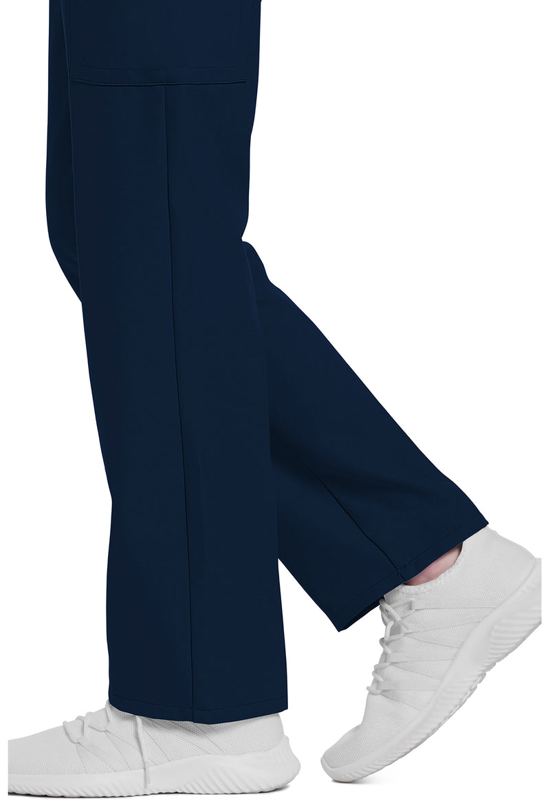 Navy - Women's Mid Rise Pull-on Slim Leg Cargo Scrub Pants – Petite (View 4)