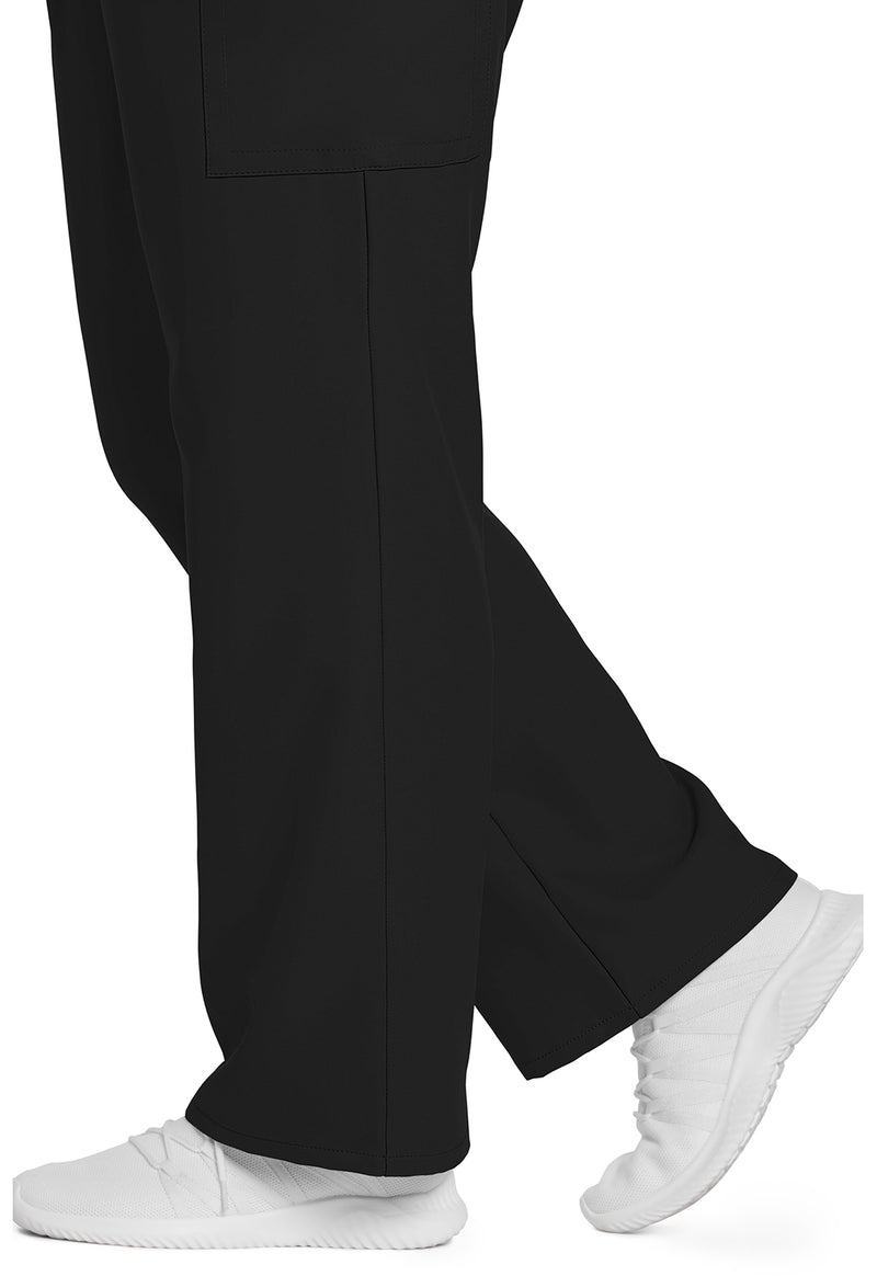 Black - Women's Mid Rise Pull-on Slim Leg Cargo Scrub Pants – Tall (View 4)