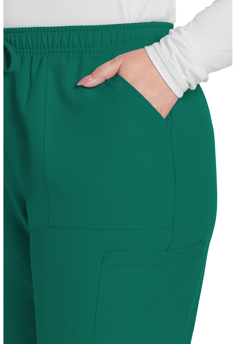 Hunter Green - Women's Mid Rise Pull-on Slim Leg Cargo Scrub Pants – Tall (View 2)
