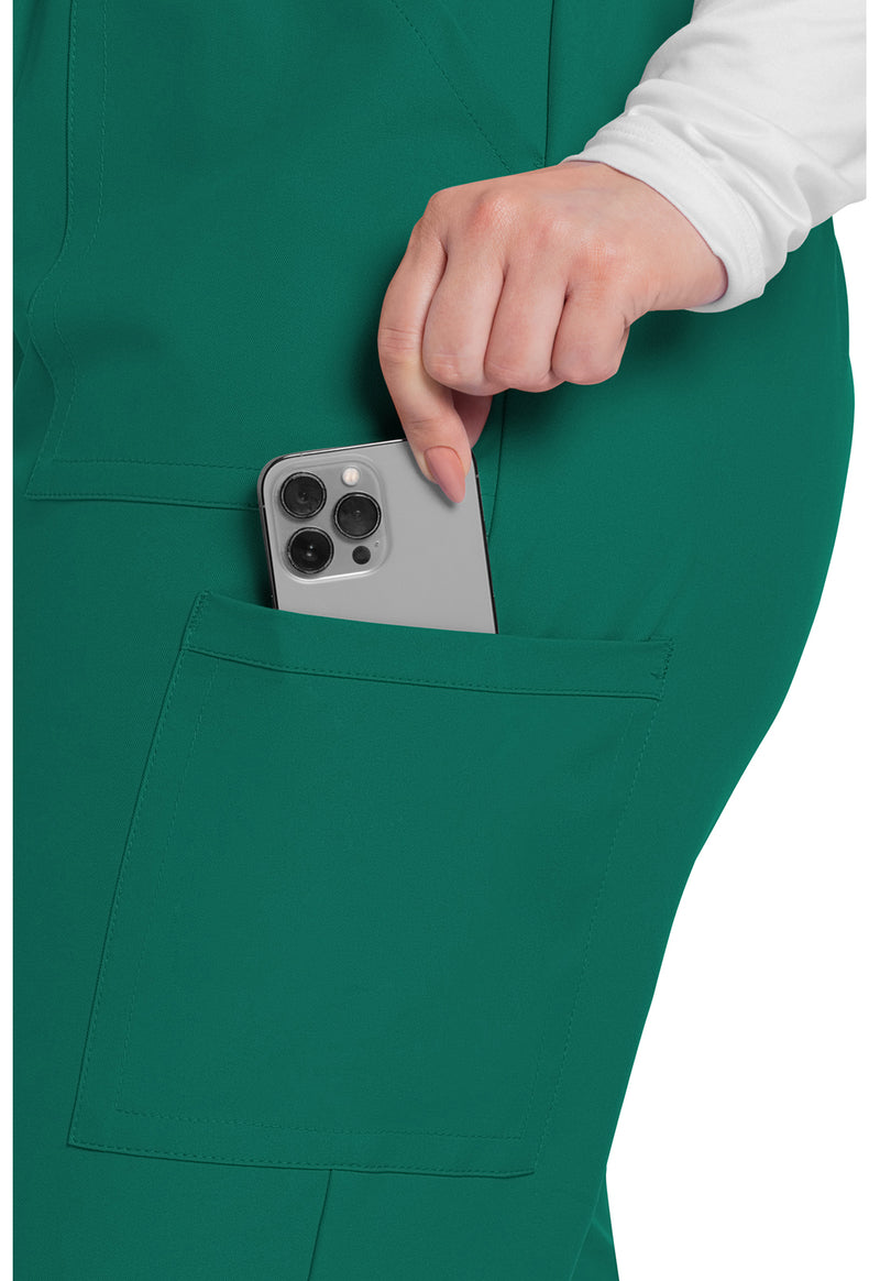 Hunter Green - Women's Mid Rise Pull-on Slim Leg Cargo Scrub Pants – Tall (View 3)