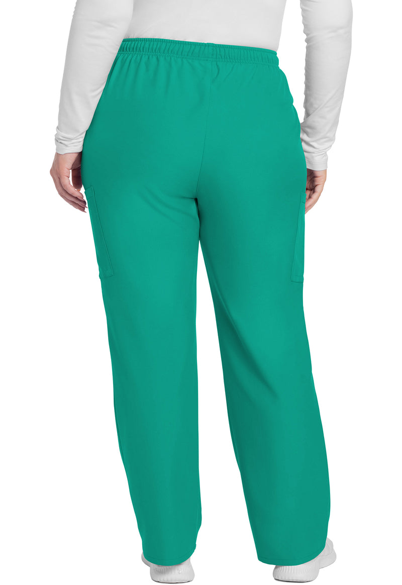 Teal Blue - Women's Mid Rise Pull-on Slim Leg Cargo Scrub Pants – Tall (Back)