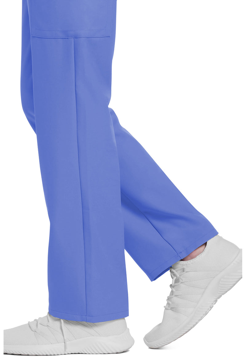 Ciel Blue - Women's Mid Rise Pull-on Slim Leg Cargo Scrub Pants – Regular (View 4)
