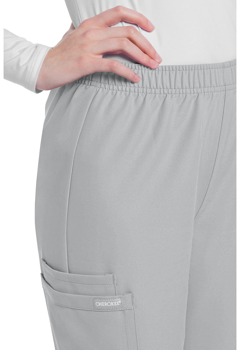Grey - Women's Mid Rise Pull-on Slim Leg Cargo Scrub Pants – Regular (View 2)