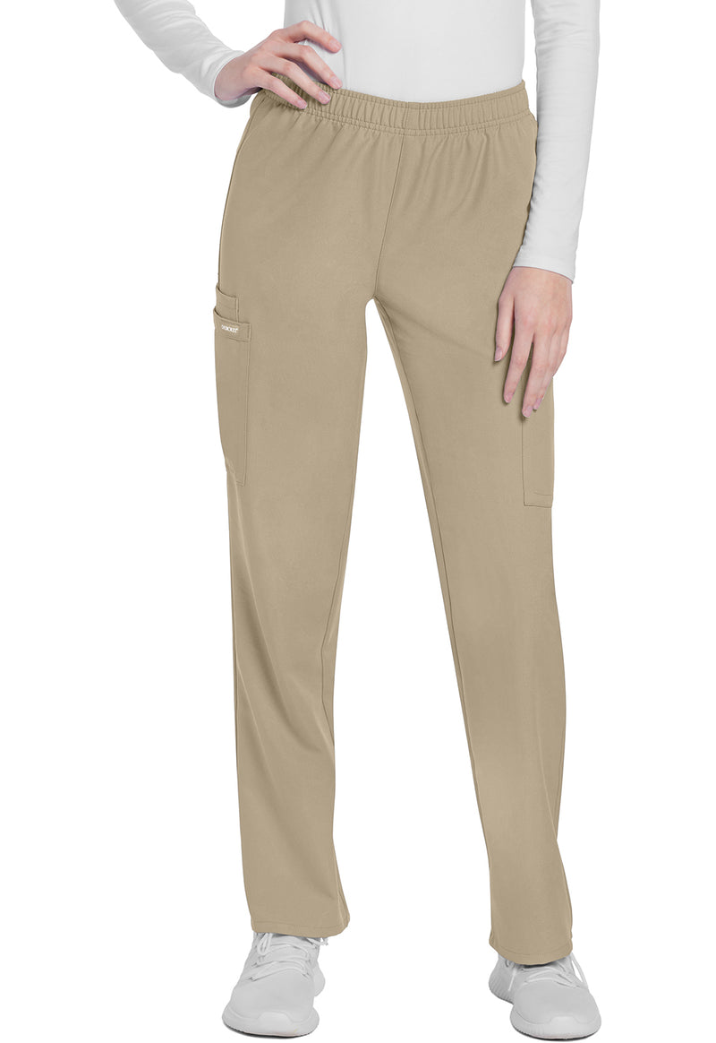 Khaki - Cherokee WW Originals Ultra Women Scrub Pants - Front View
