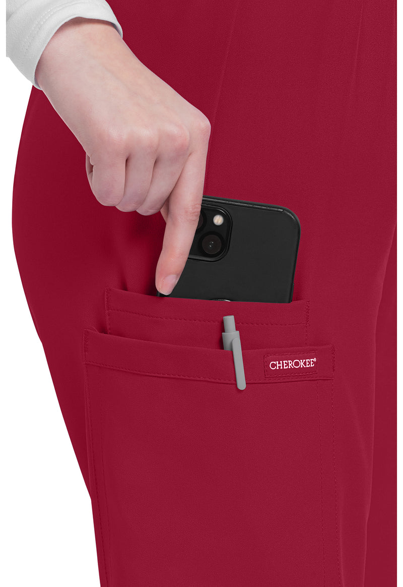 red - Mid Rise Pull-on Slim Leg Cargo Pant (View 3)