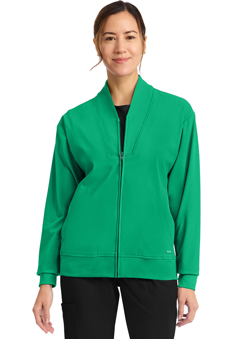 Green Apple - Cherokee Achieve Women Scrub Jacket - Front View