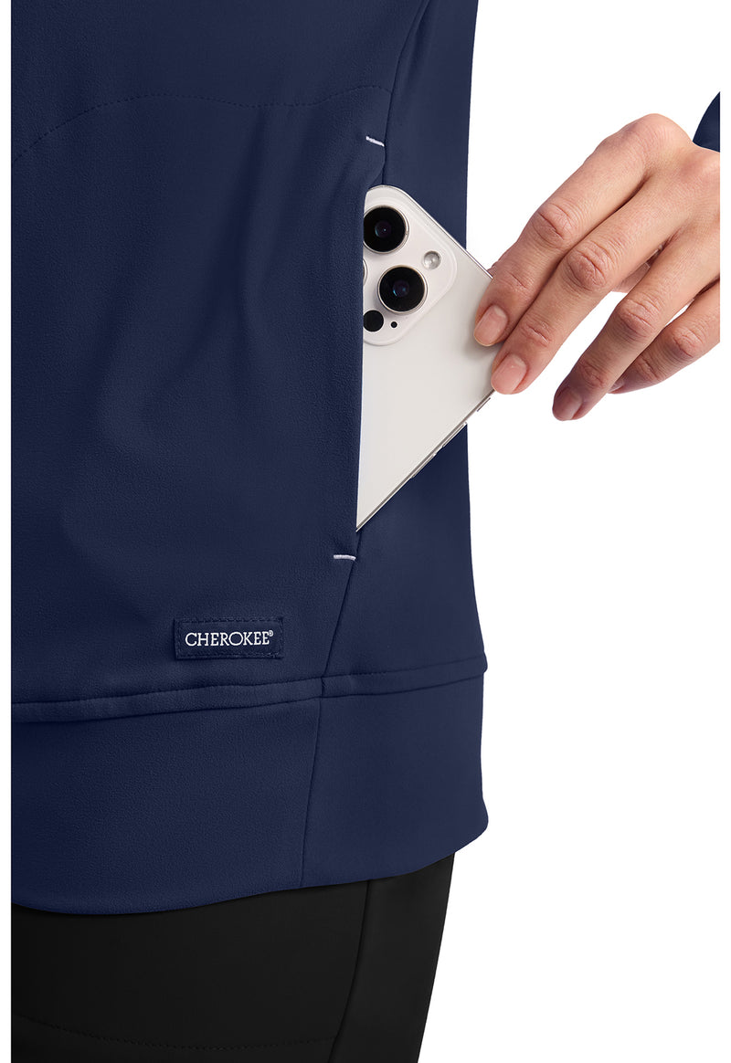 Navy - Women's Zip-Up Warm-Up Scrub Jacket (View 4)
