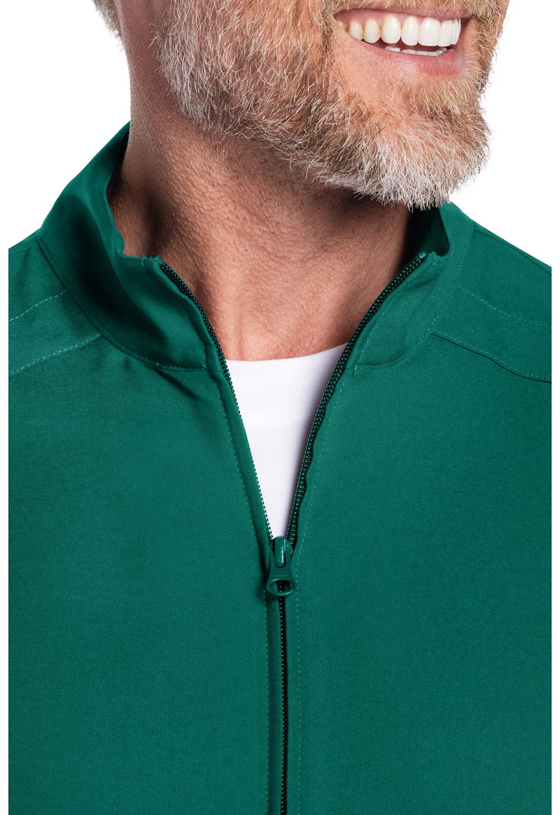 Hunter Green - Men's Zip Front Scrub Jacket (View 2)