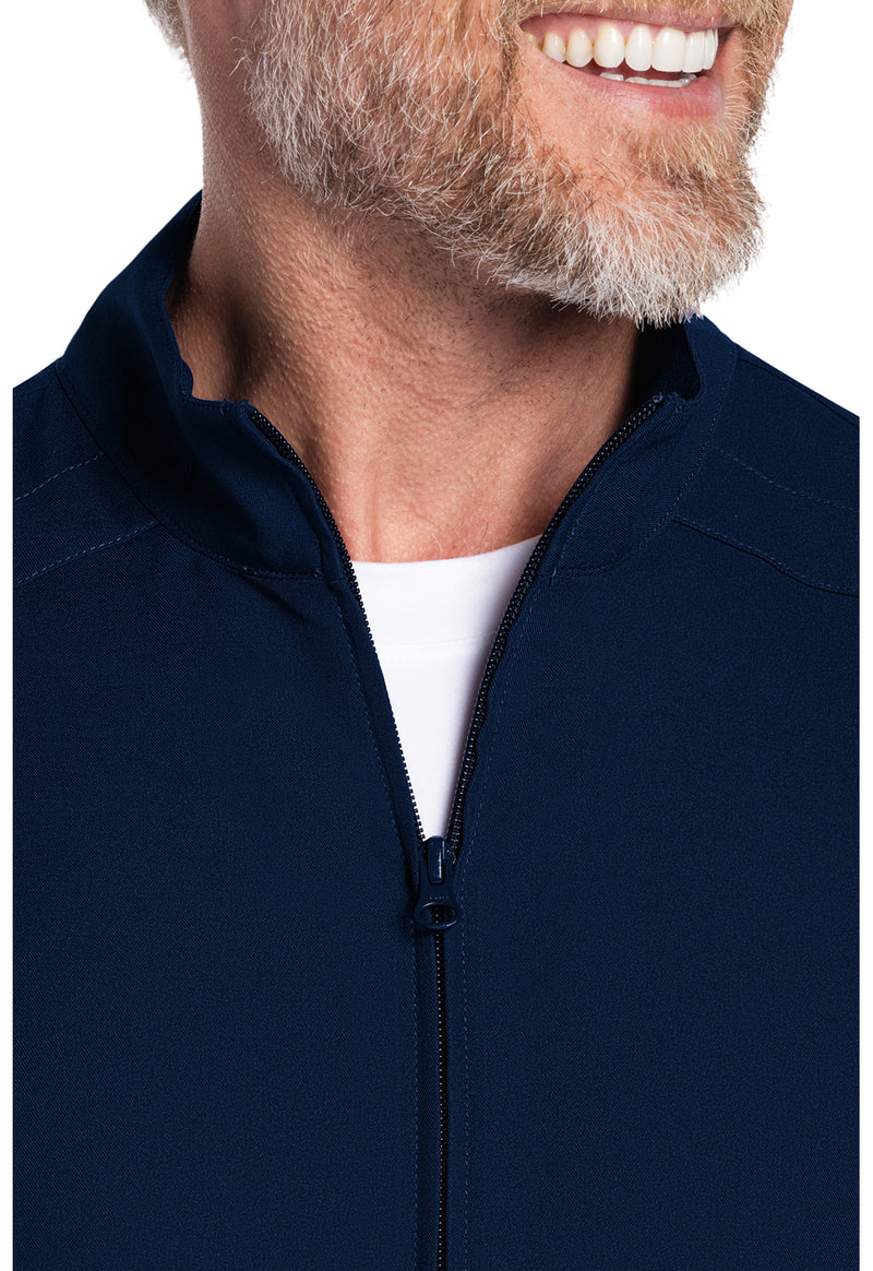 Navy - Men's Zip Front Scrub Jacket (View 2)