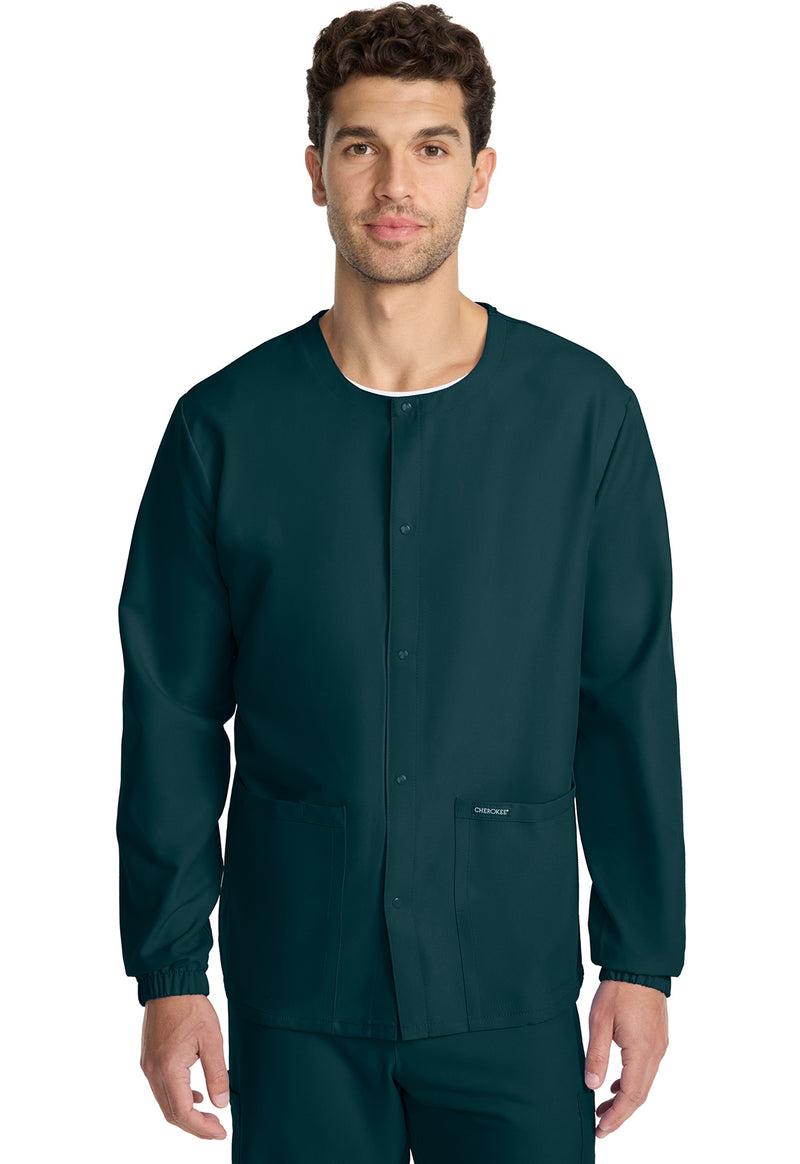 Caribbean Blue - Unisex Snap Front Warm Up Scrub Jacket (View 3)