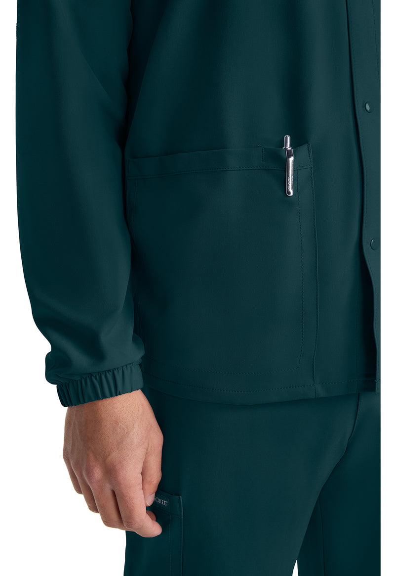 Caribbean Blue - Unisex Snap Front Warm Up Scrub Jacket (View 4)