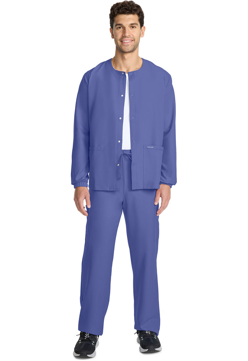 Ciel Blue - Unisex Snap Front Warm Up Scrub Jacket (View 2)