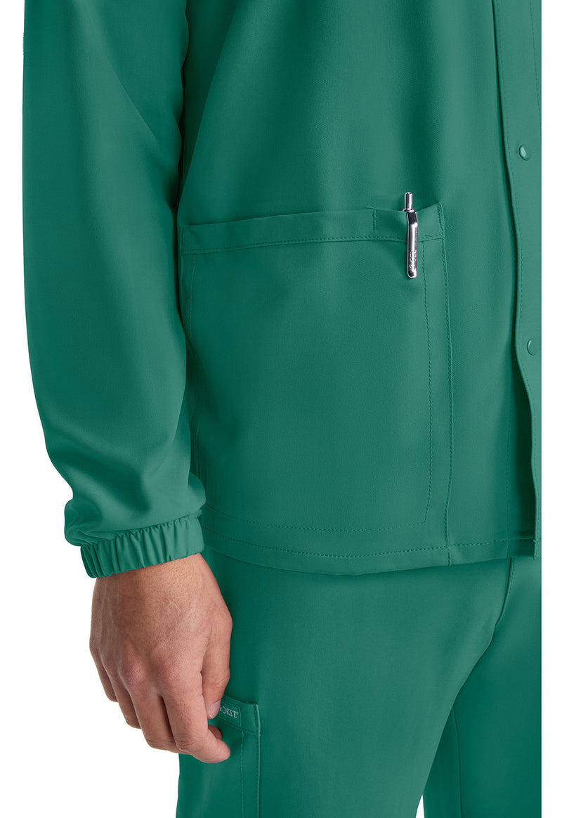 Hunter Green - Unisex Snap Front Warm Up Scrub Jacket (View 4)