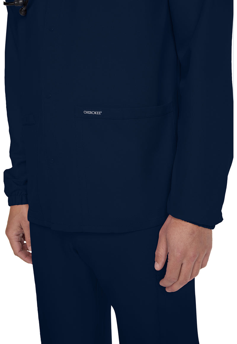Navy - Unisex Snap Front Warm Up Scrub Jacket (View 3)