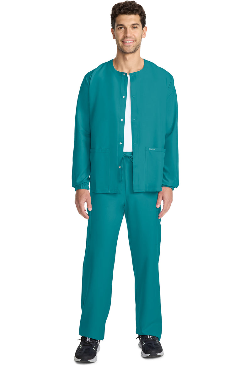 teal blue - Unisex Snap Front Warm Up Jacket (View 2)