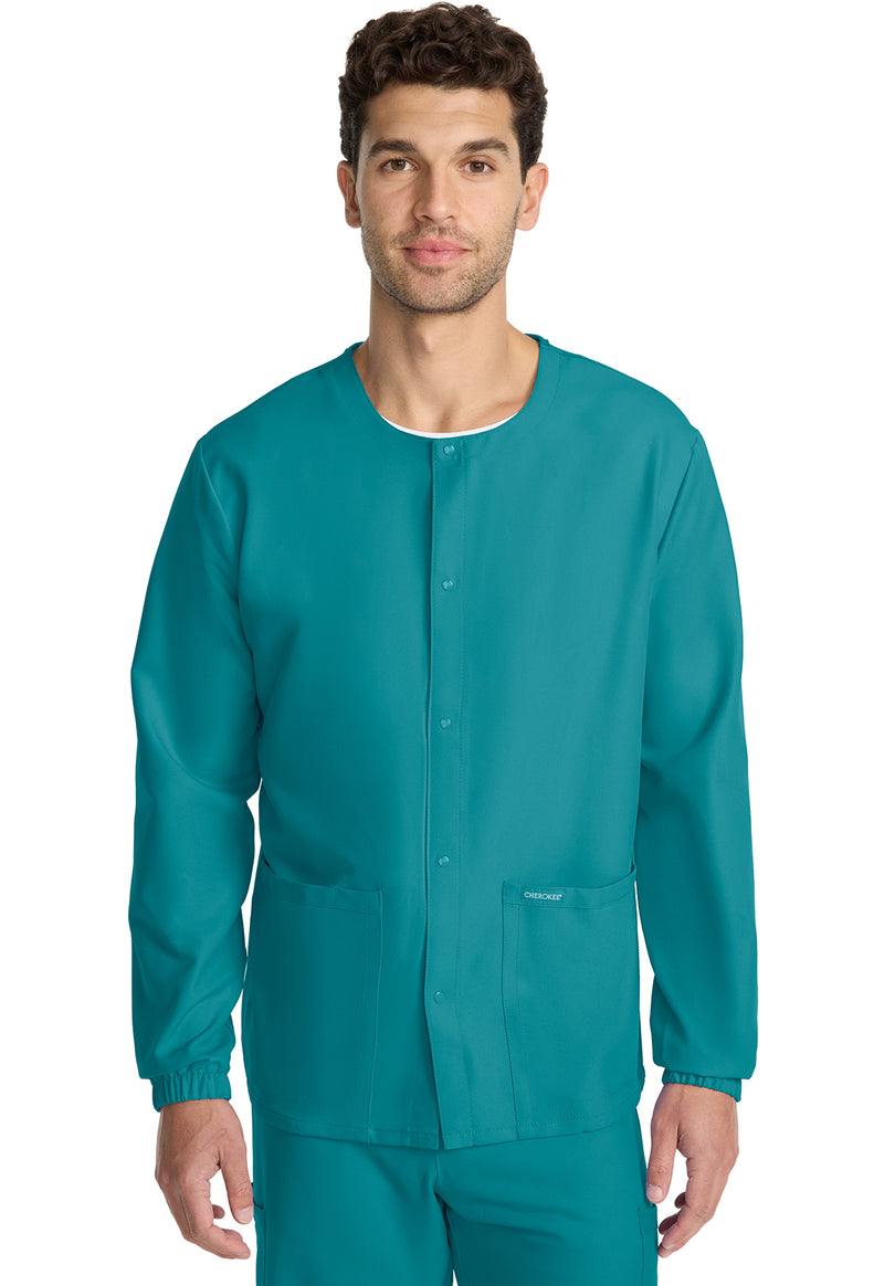 teal blue - Unisex Snap Front Warm Up Jacket (View 3)