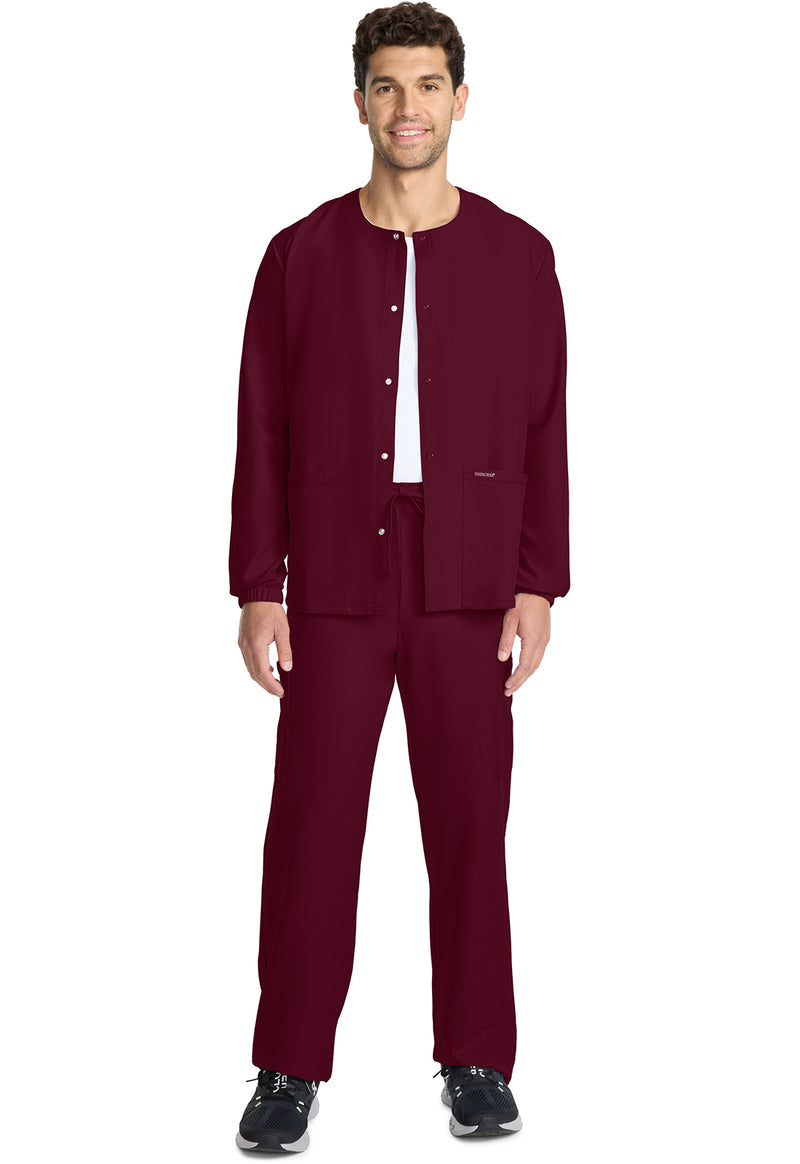 Wine - Unisex Snap Front Warm Up Scrub Jacket (View 2)