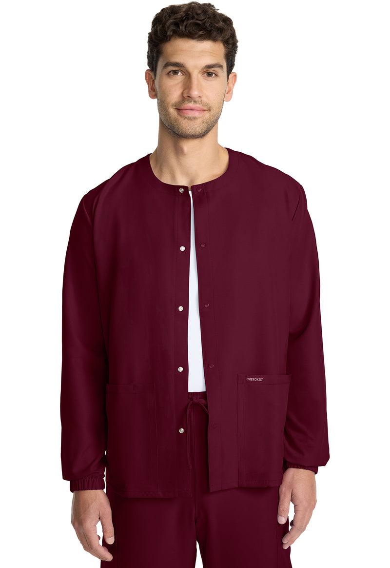 Wine - Cherokee WW Originals Ultra Unisex Scrub Jacket - Front View