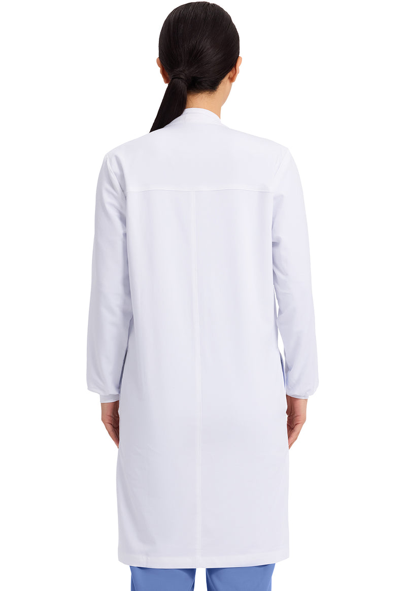 white - 40" Snap Front Lab Coat (Back)
