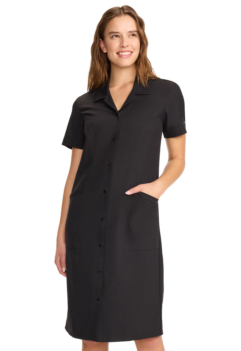 black - Women's Button Front Dress (View 2)