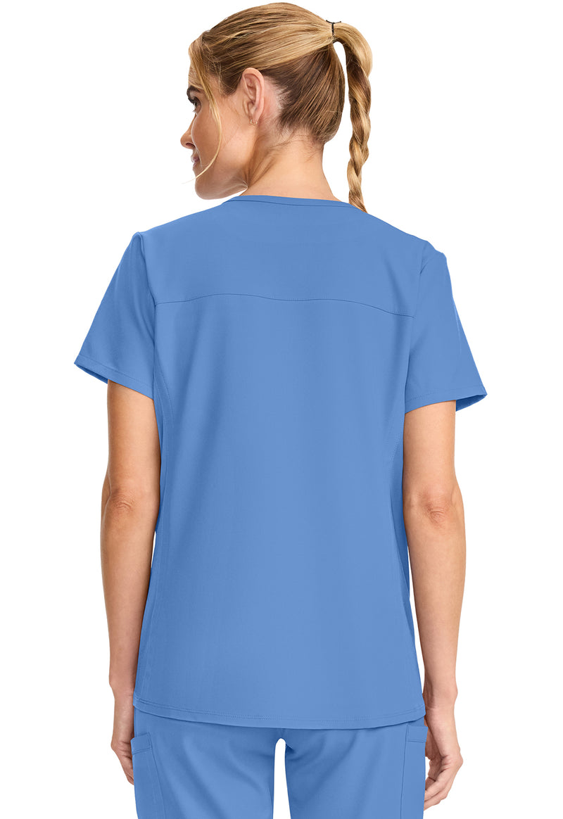 Ciel Blue - Cherokee WW Originals Ultra Women Scrub Top - Back View