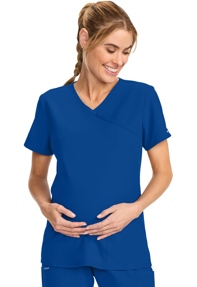 Galaxy Blue - Women's Maternity Mock Wrap V-Neck Scrub Top (View 3)