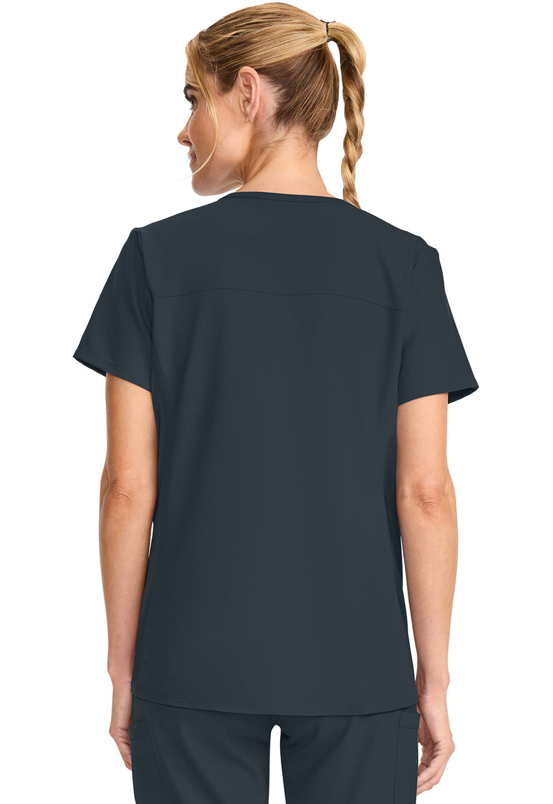 Pewter - Cherokee WW Originals Ultra Women Scrub Top - Back View