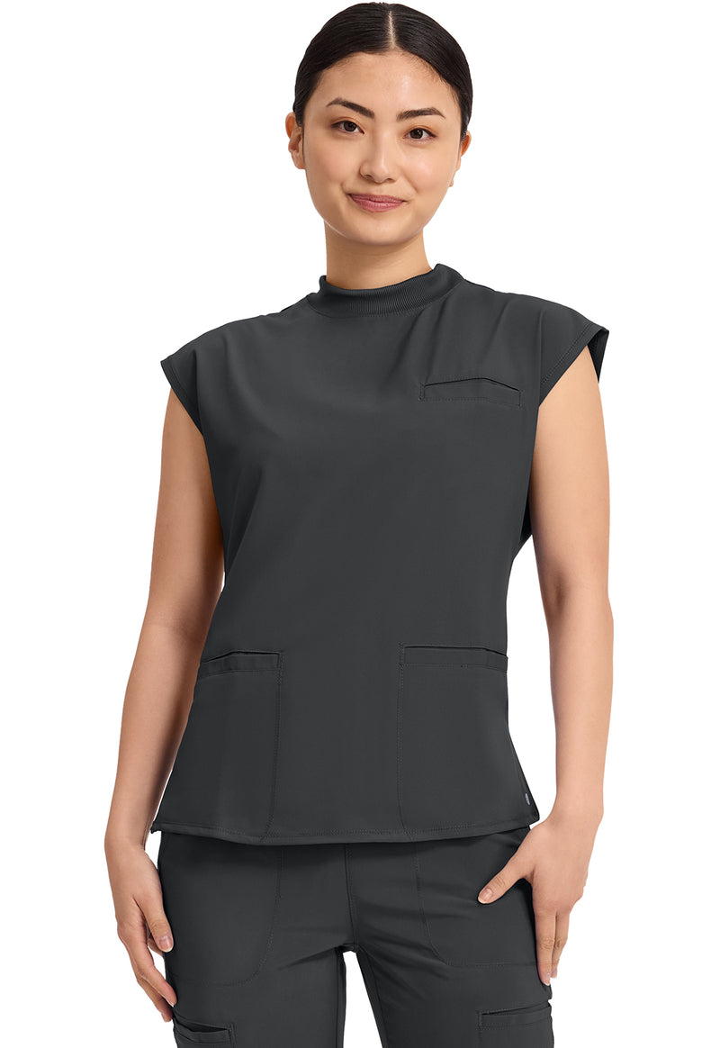 Black - Cherokee IN Infinity Women Scrub Top - Front View