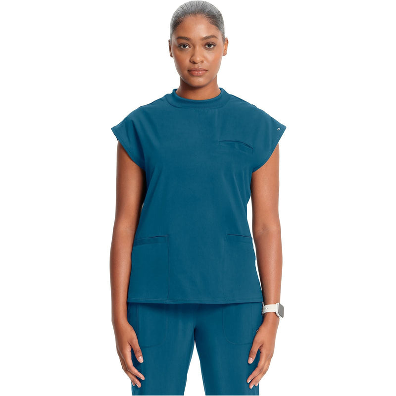 caribbean blue - Mock Neck Top