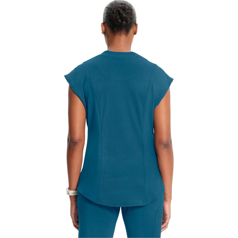 caribbean blue - Mock Neck Top