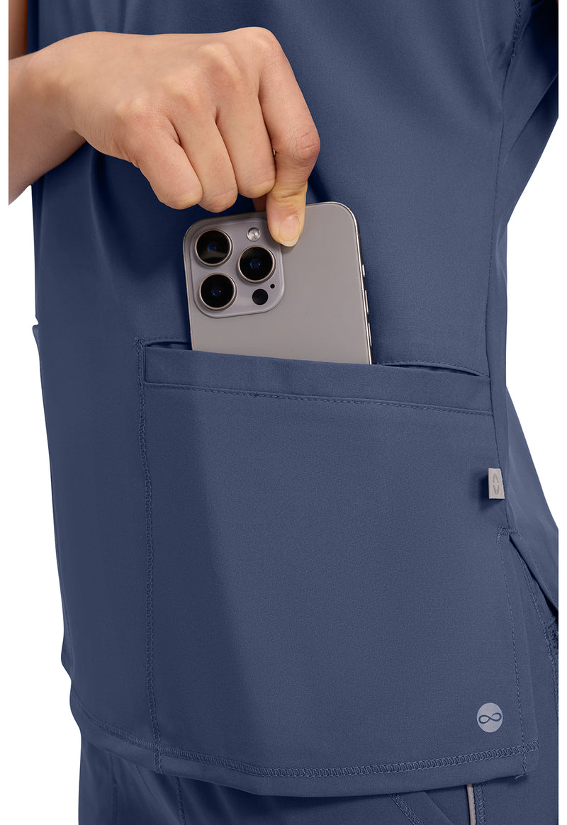 Navy - Women's Mock Neck Scrub Top (View 3)