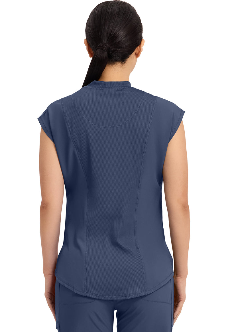 Navy - Cherokee IN Infinity Women Scrub Top - Back View