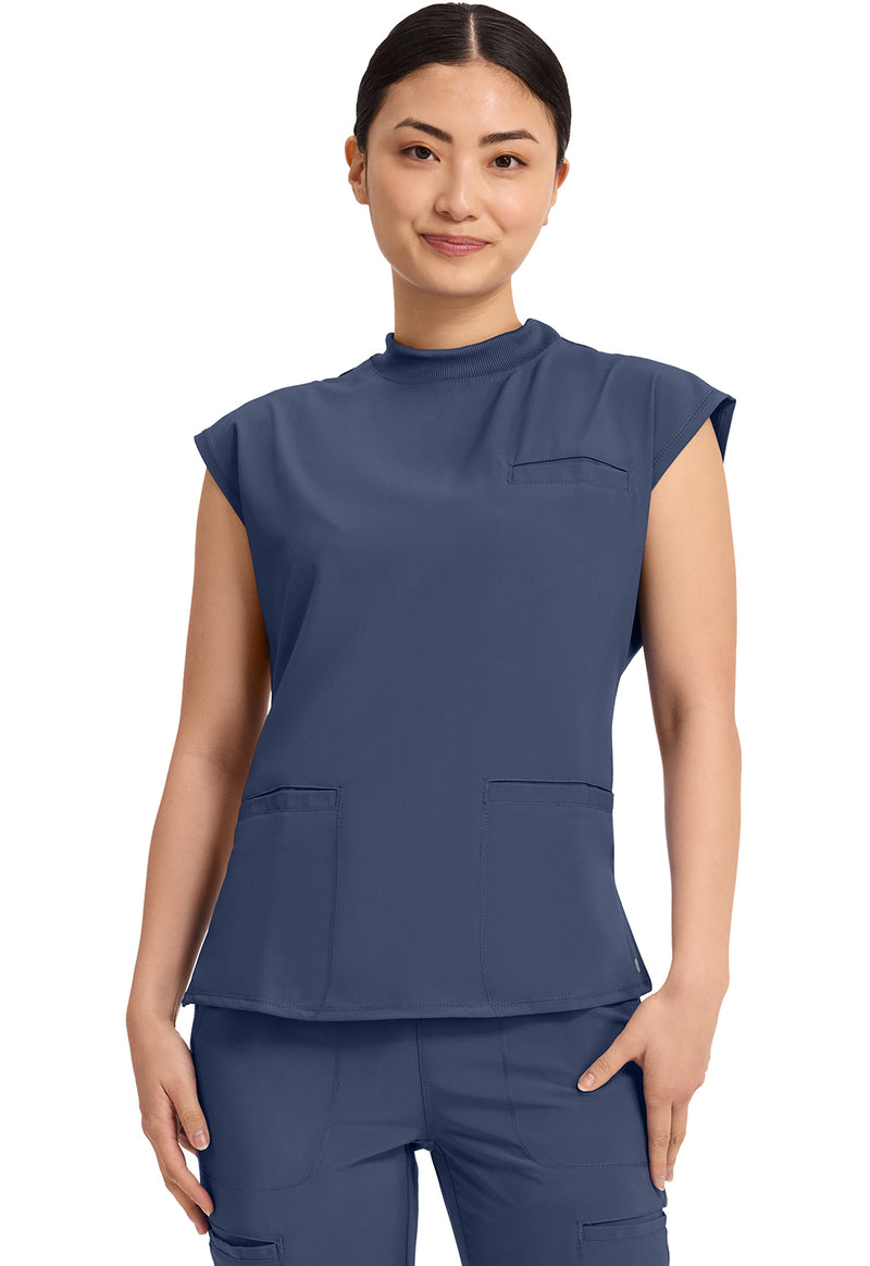 Navy - Cherokee IN Infinity Women Scrub Top - Front View
