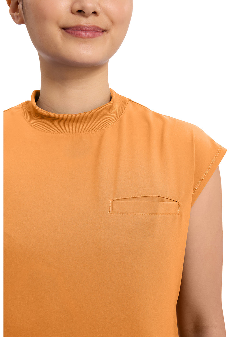 Orange Sunrise - Women's Mock Neck Scrub Top (View 2)