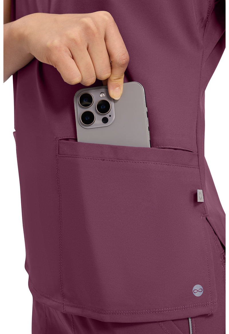 Wine - Women's Mock Neck Scrub Top (View 3)