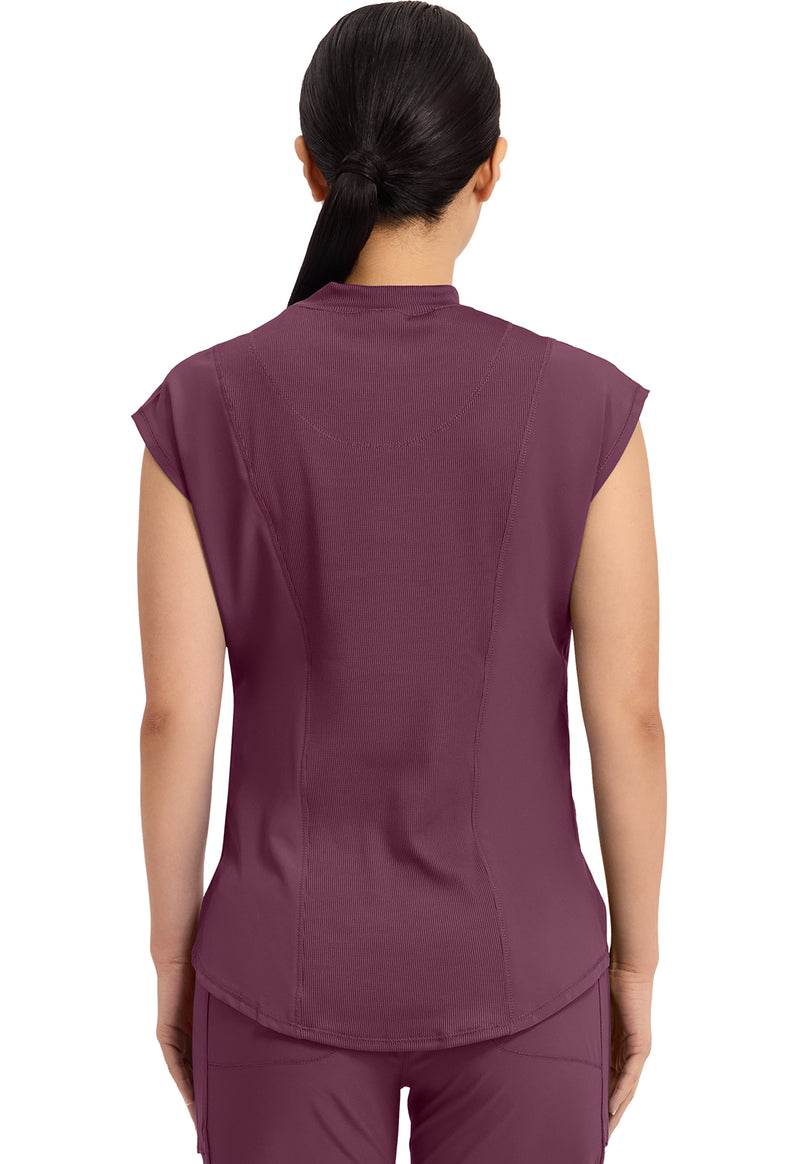 Wine - Cherokee IN Infinity Women Scrub Top - Back View