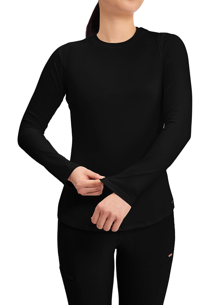 Black - Long Sleeve Underscrub Knit Tee (View 2)