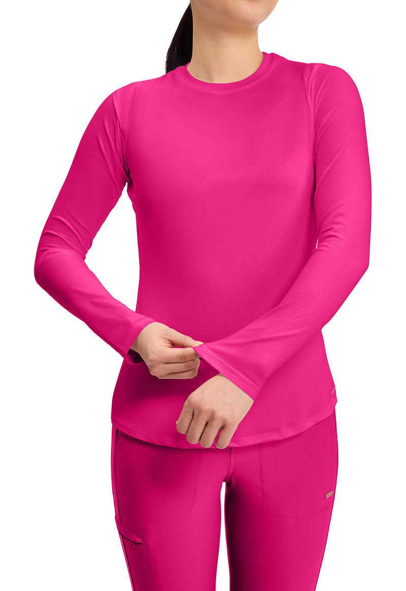Electric Pink - Long Sleeve Underscrub Knit Tee (View 2)
