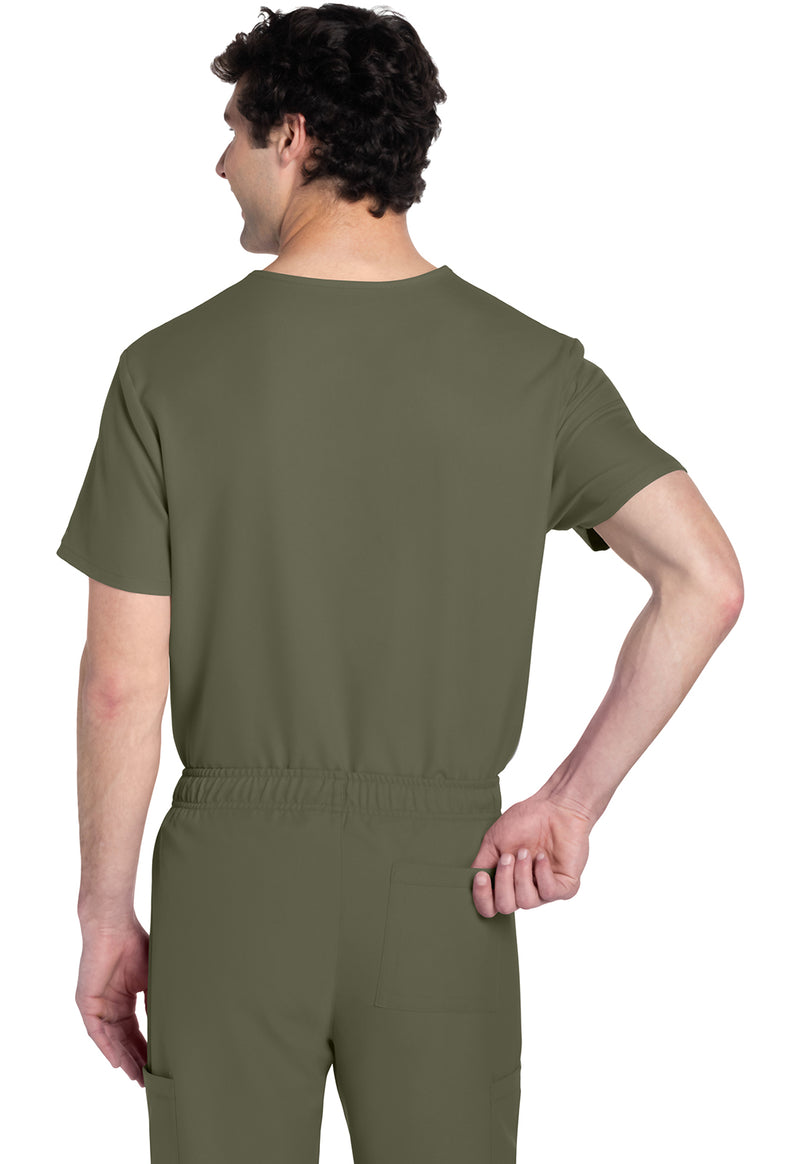 Olive - Cherokee WW Originals Ultra Unisex Scrub Top - Back View