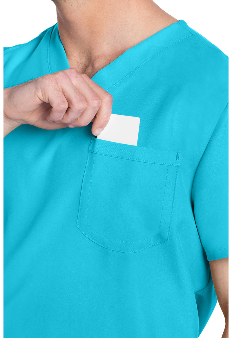 Turquoise - Unisex V-Neck Scrub Top (View 2)