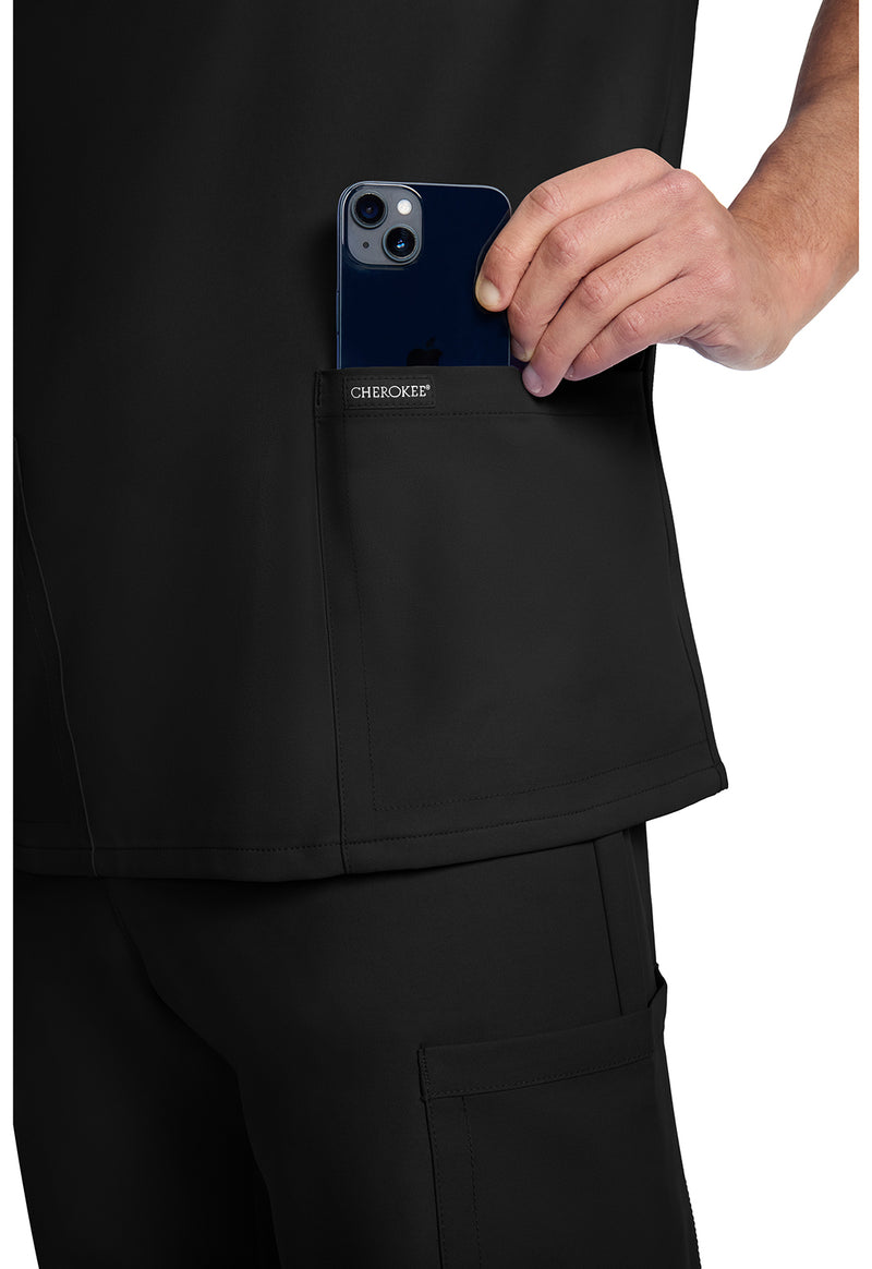 Black - Men's 3-Pocket V-Neck Scrub Top (View 4)