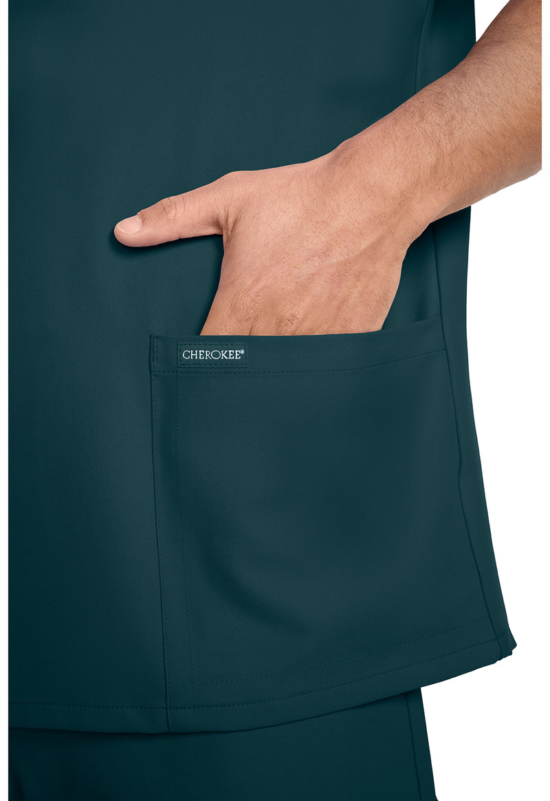 Caribbean Blue - Men's 3-Pocket V-Neck Scrub Top (View 3)